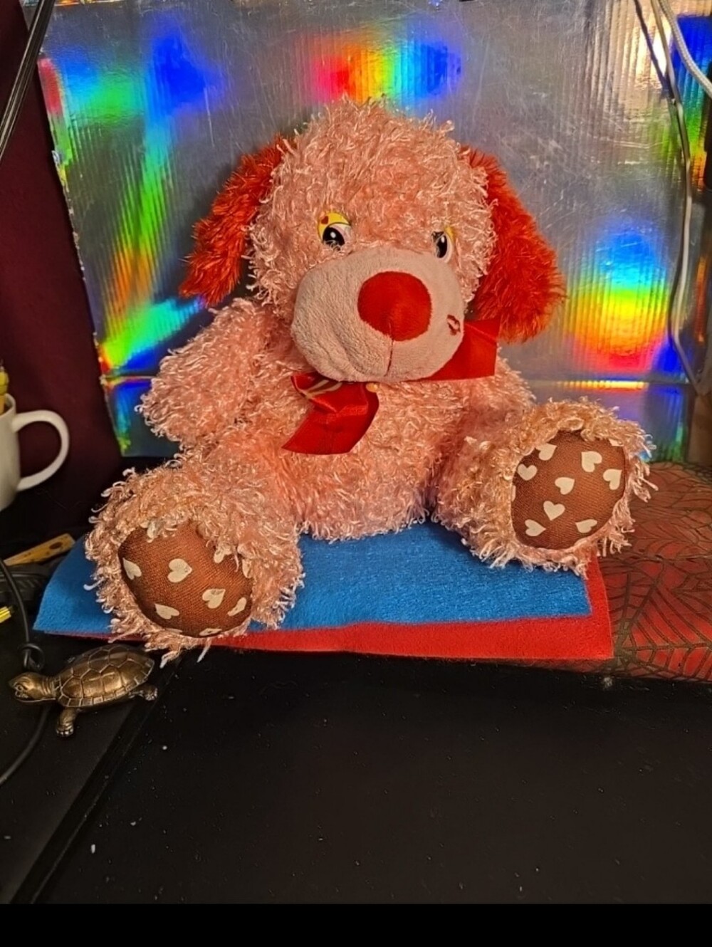 052726 Valentine's Day PUPPY DOG w/LOVE Heart 9" plush ...red & pink #.studio 19